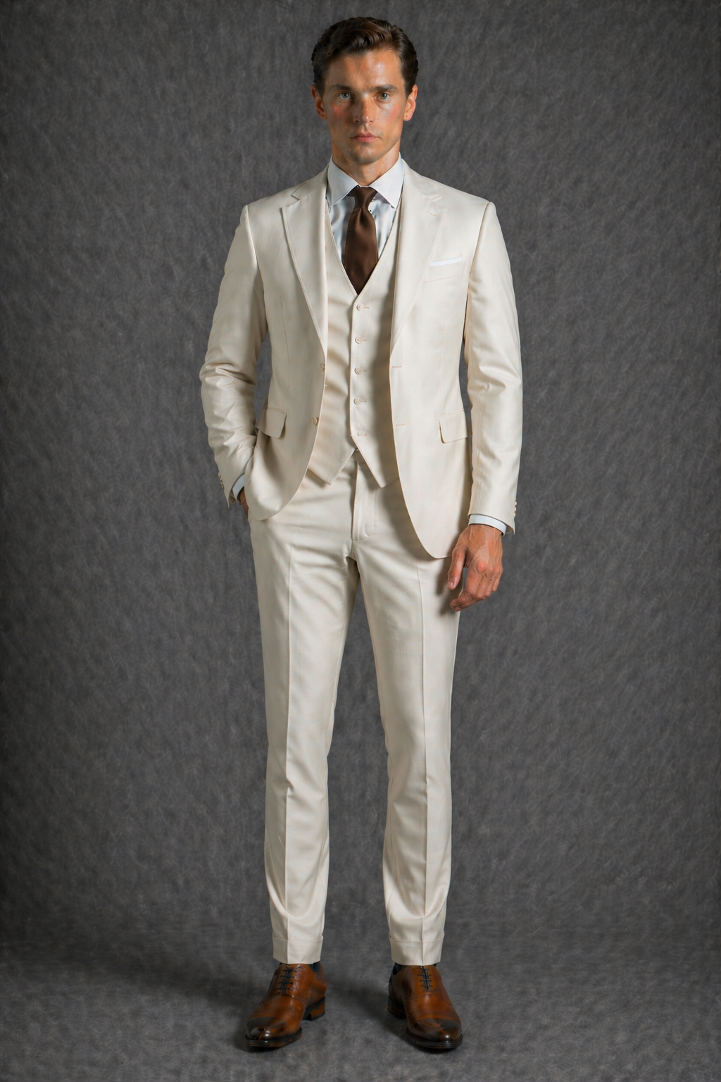 Off-White Wool Father of the Bride Suit — Custom Made