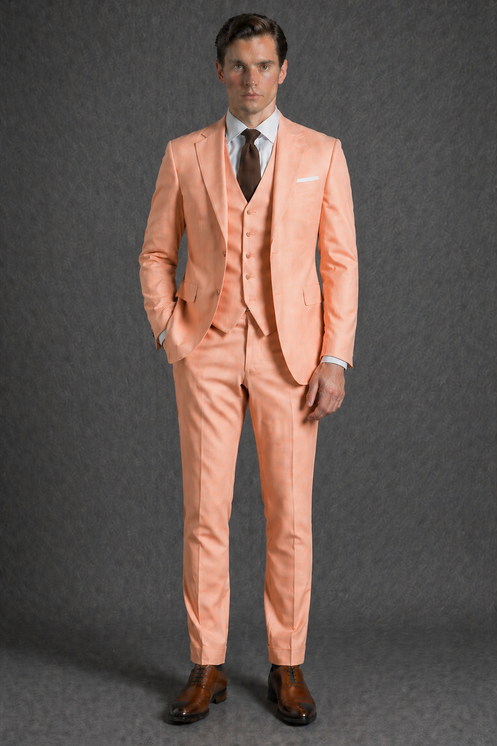 Peach Wool Slim Fit Suit — Custom Made to Measure