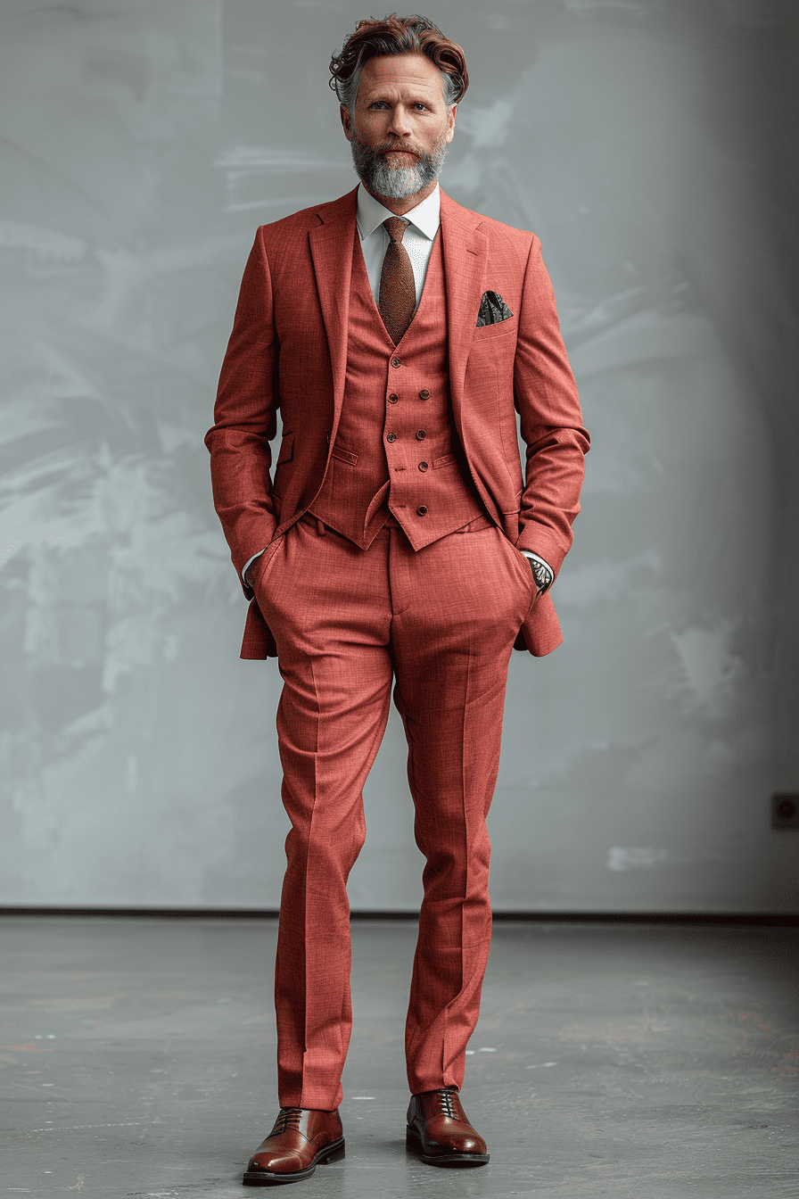 Peach Silk Blend Cocktail Party Suit — Custom Made to Measure