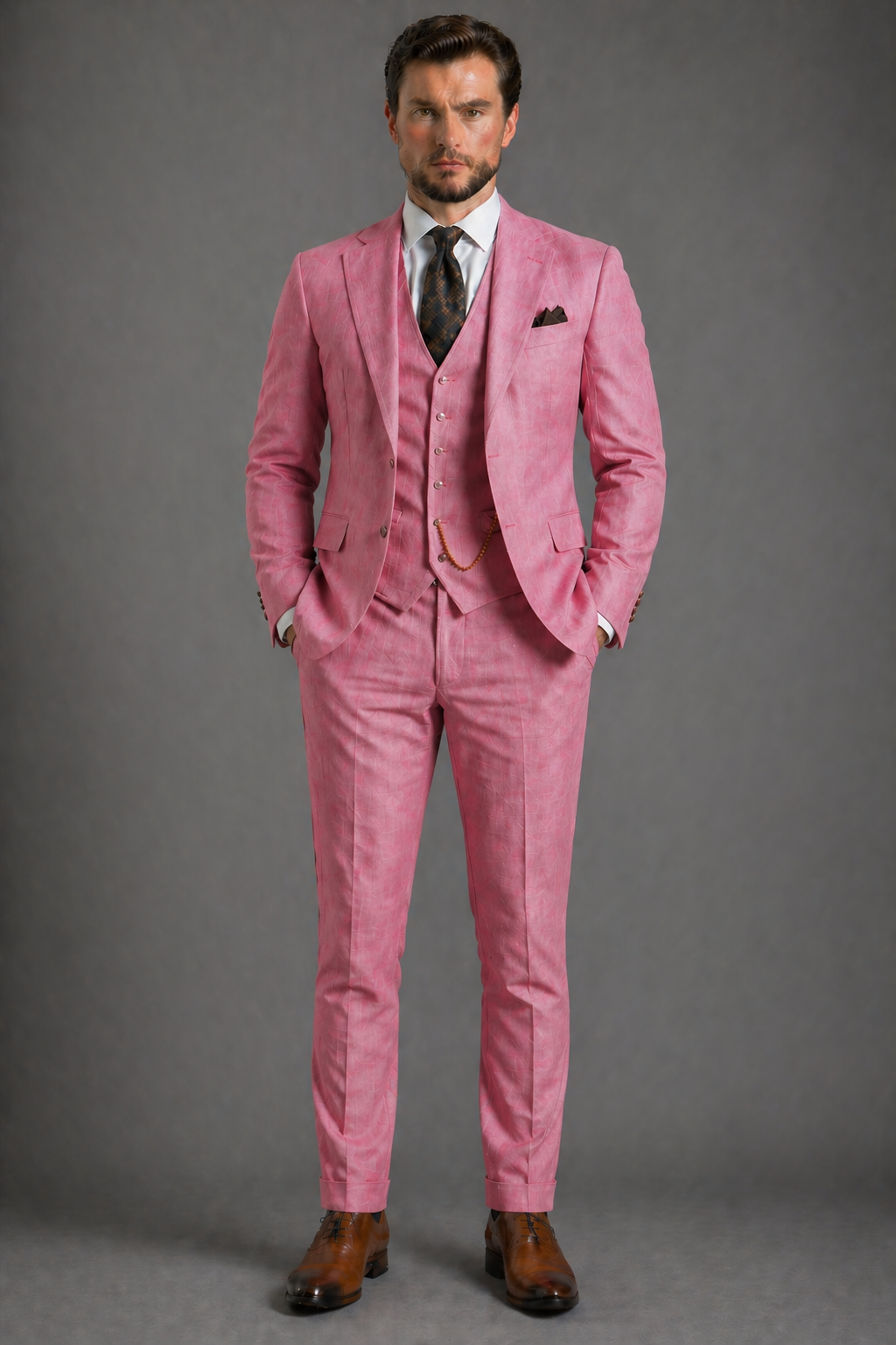 Pink Linen Slim Fit Suit — Custom Made to Measure