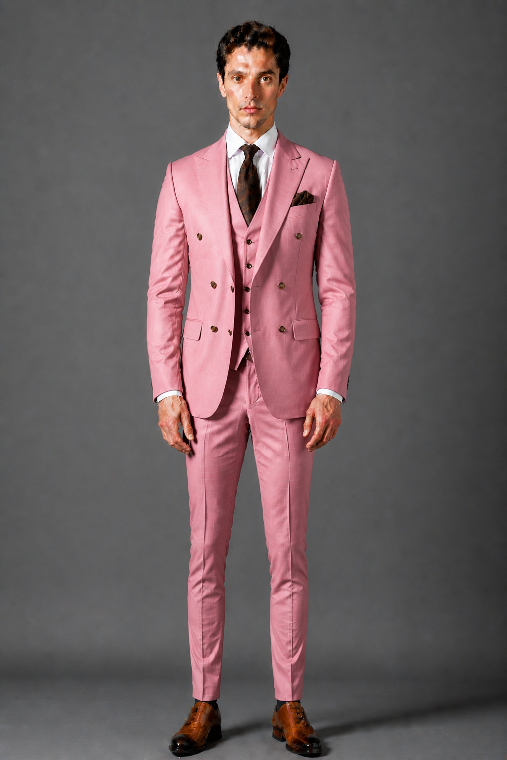 Pink Silk Blend Double Breasted Suit — Custom Made to Measure