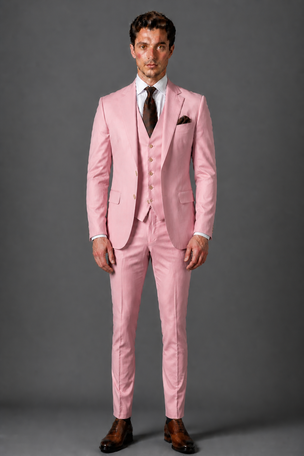 Pink Silk Blend Groomsmen Suit — Custom Made to Measure