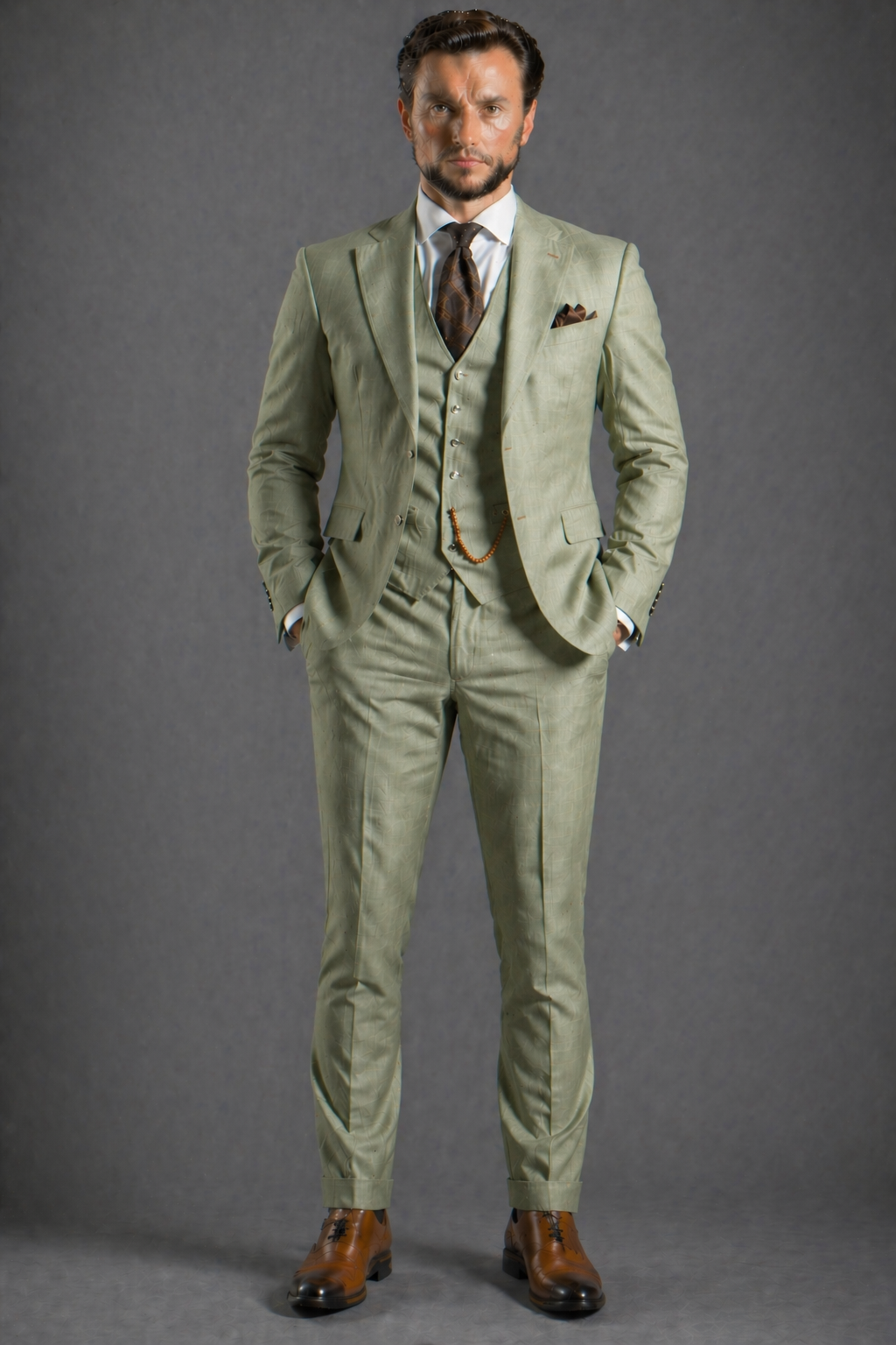 Pistachio Linen Slim Fit Suit — Custom Made to Measure