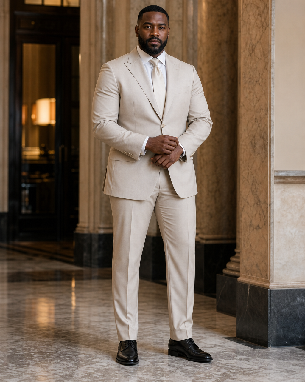 Plus Size Stone Cotton Suit — Custom Made to Measure