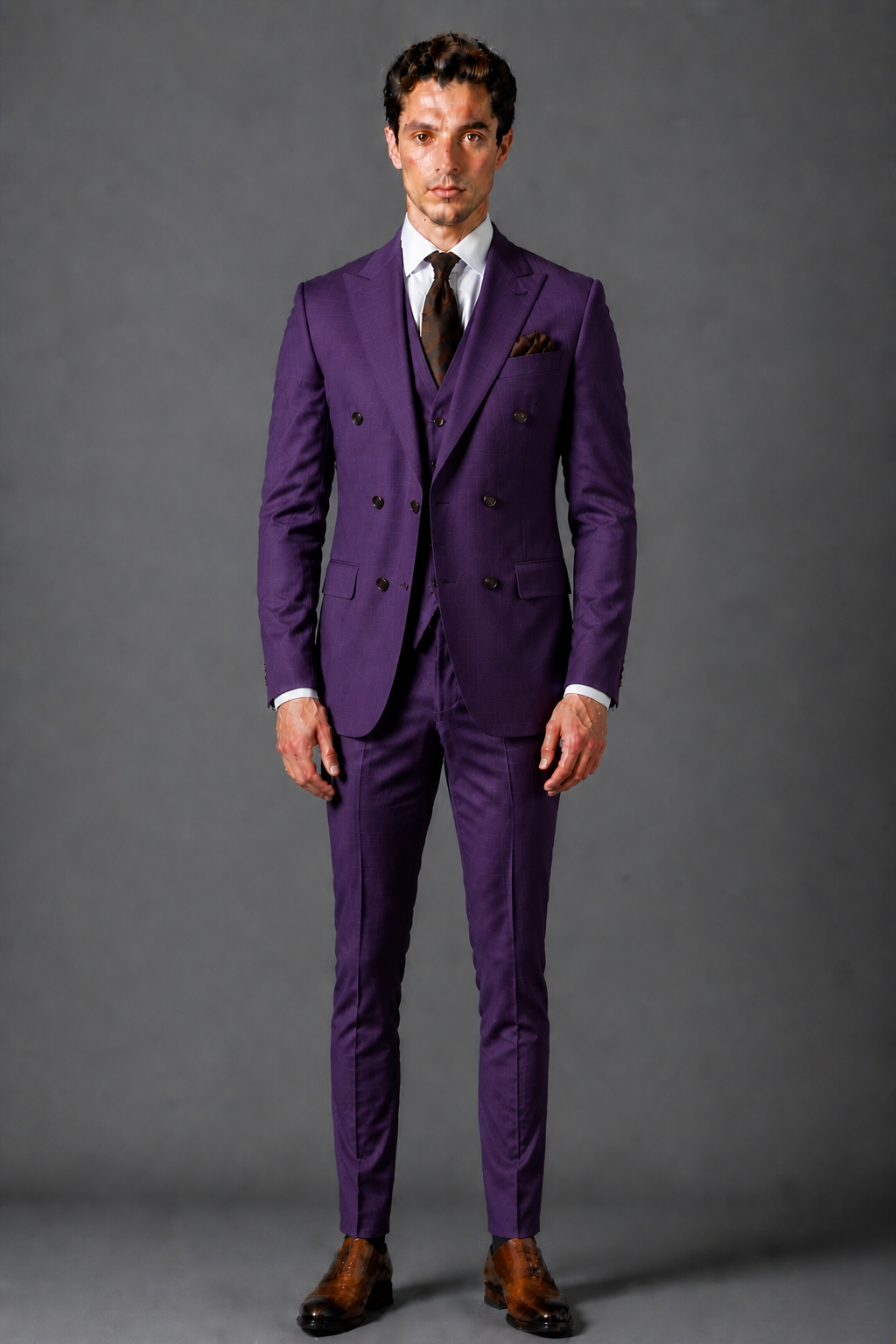 Purple Silk Blend Groomsmen Suit — Custom Made to Measure