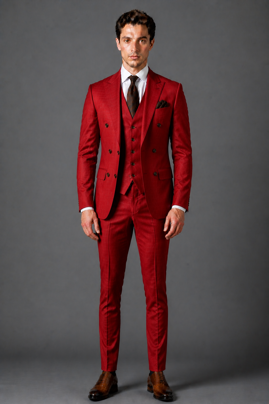 Red Silk Blend Groomsmen Suit — Custom Made to Measure