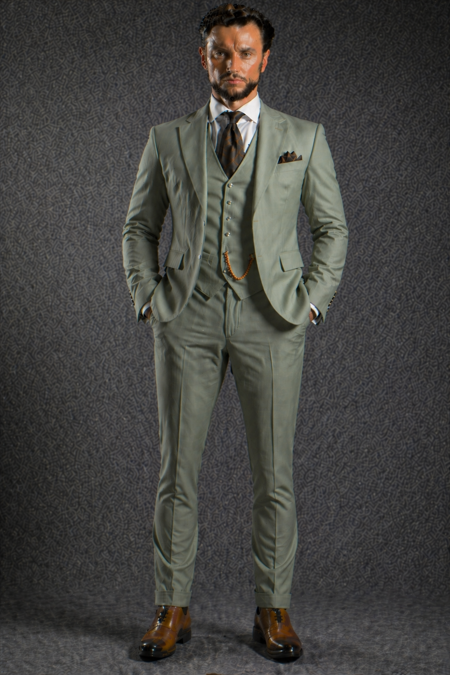 Sage Green Wool Father of the Bride Suit — Custom Made to Measure
