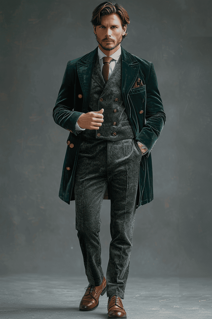 Sage Green Velvet Cocktail Party Suit — Custom Made to Measure