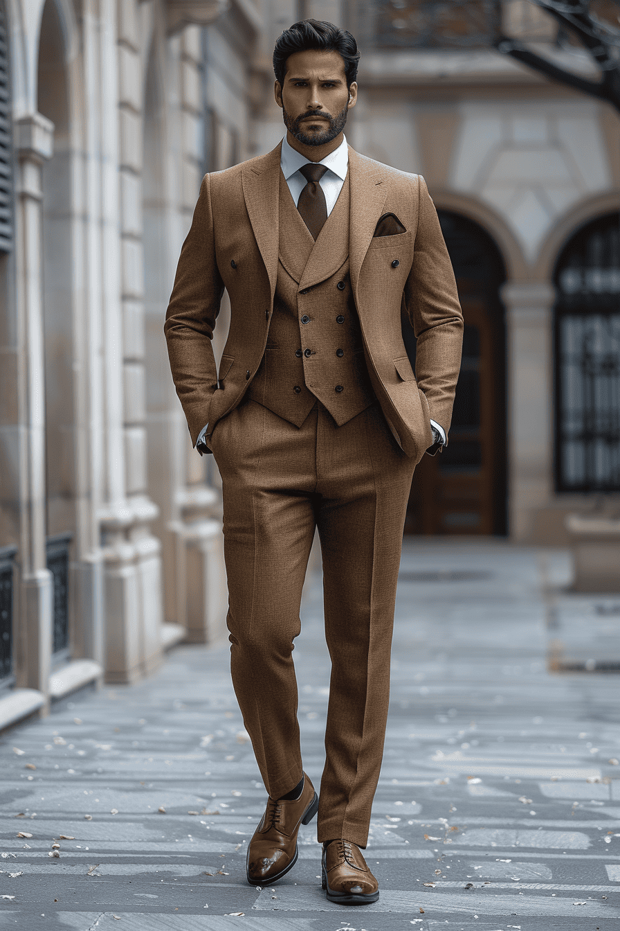 Sand Silk Blend Cocktail Party Suit — Custom Made to Measure