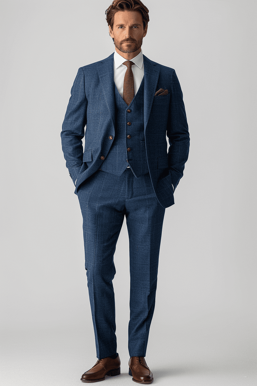 Slate Blue Wool Business Suit — Custom Made to Measure