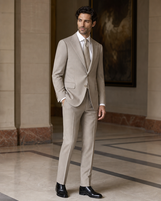 Stone Wool Winter Suit - Custom Made to Measure side back view