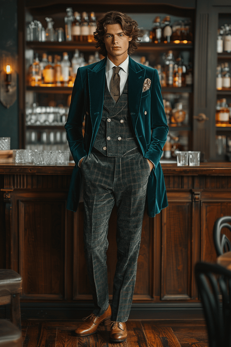 Teal Velvet Prom Suit — Custom Made to Measure