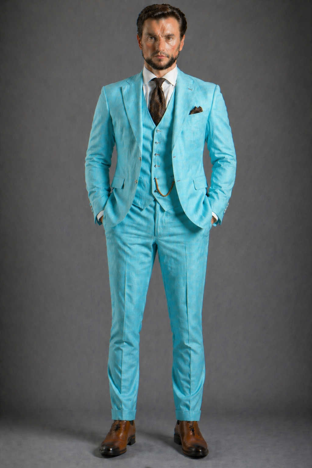 Turquoise Linen Slim Fit Suit — Custom Made to Measure