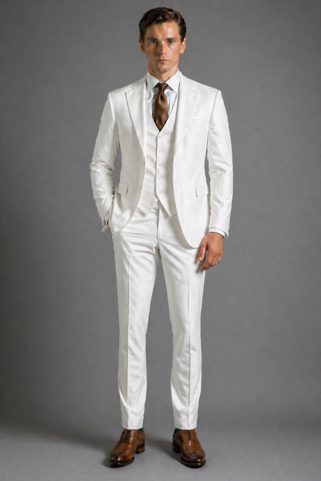 White Wool Father of the Bride Suit — Custom Made to Measure