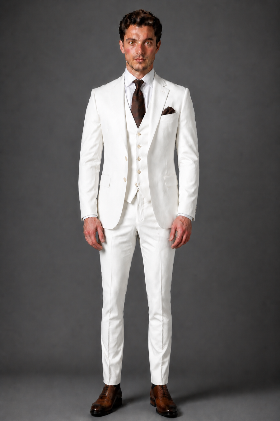 White Wool Slim Fit Suit — Custom Made to Measure