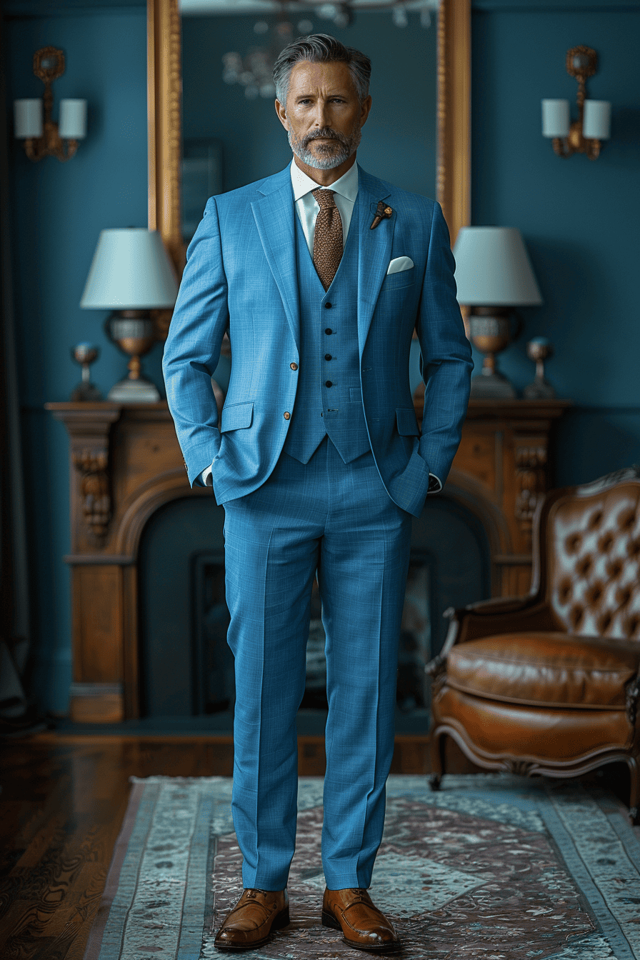 Baby Blue Cotton Father of the Bride Suit — Custom Made