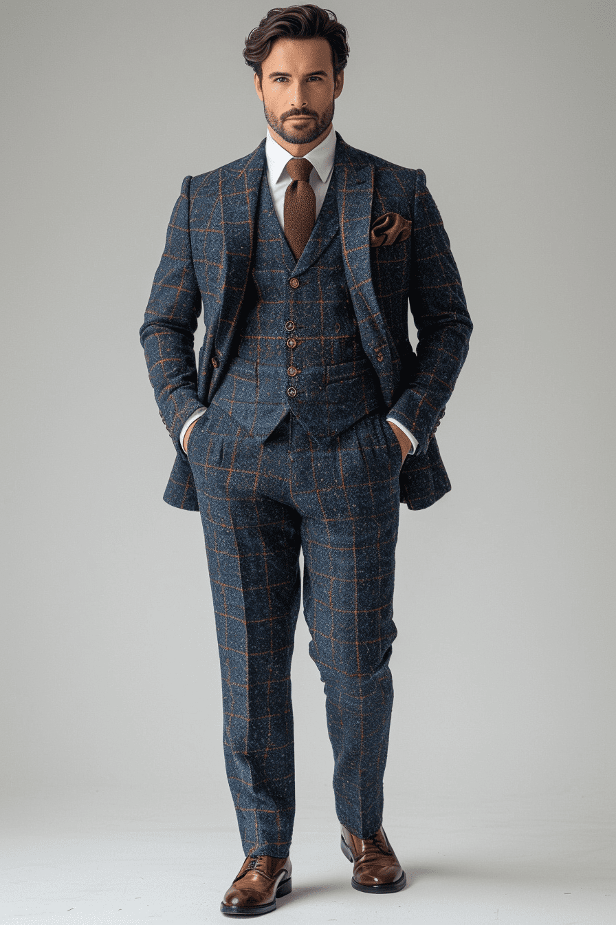 Baby Blue Tweed Suit — Custom Made to Measure