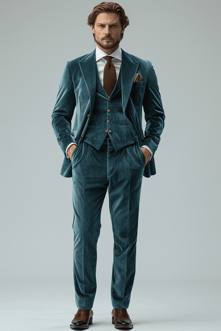 Baby Blue Velvet Graduation Suit — Custom Made to Measure