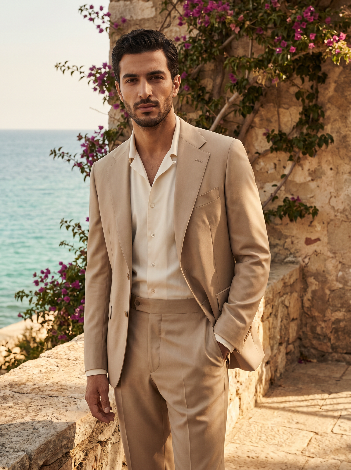 Beige Silk Blend Suit — Custom Made to Measure