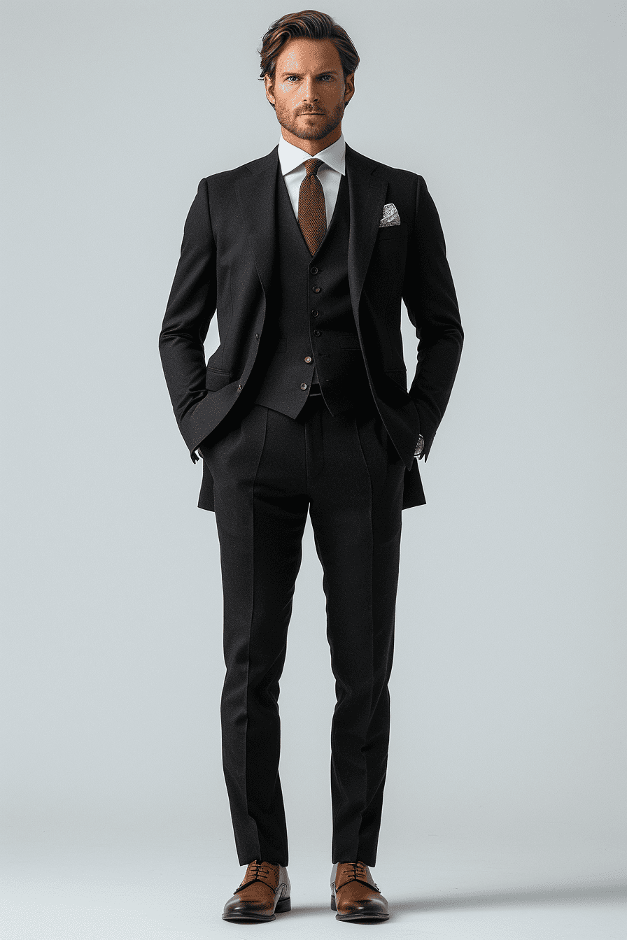 Black Cotton Graduation Suit — Custom Made to Measure
