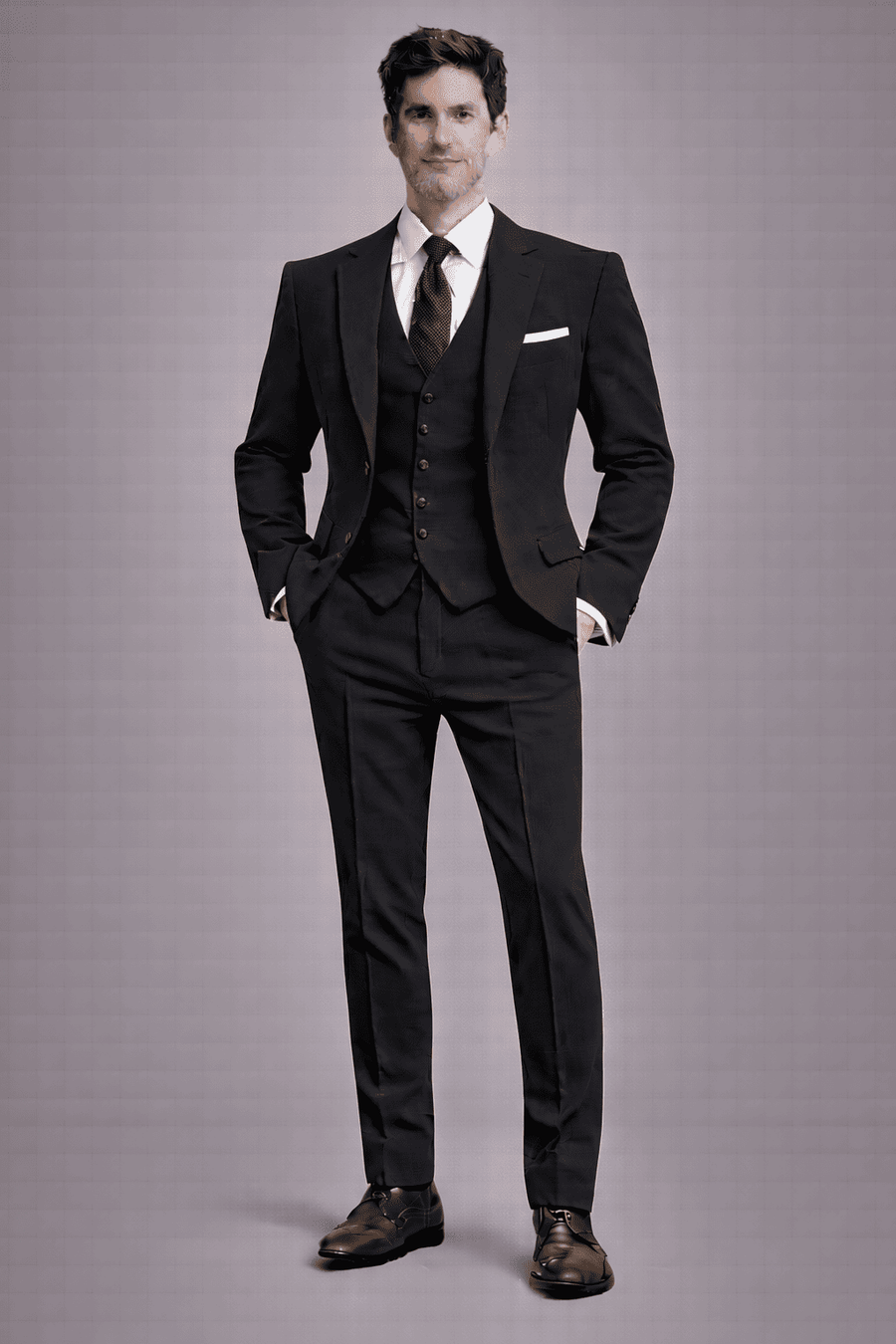 Black Cotton Slim Fit Suit — Custom Made to Measure