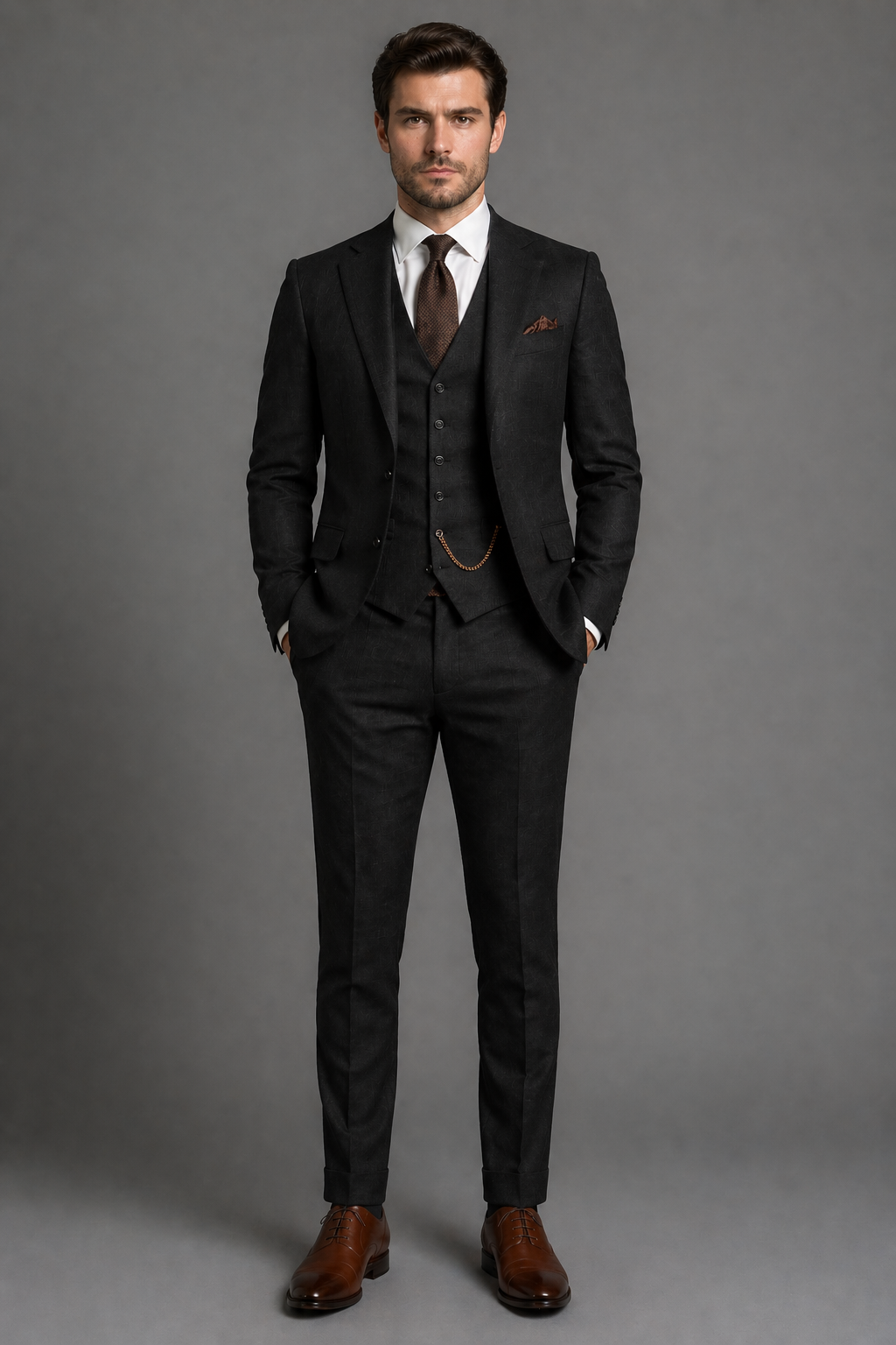 Black Linen Slim Fit Suit — Custom Made to Measure
