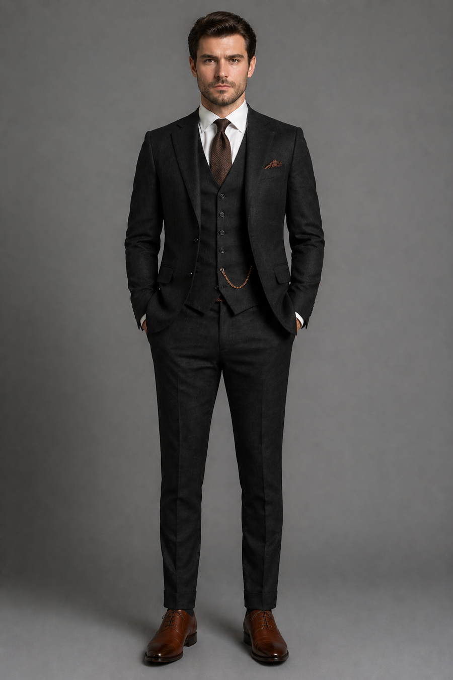 Black Linen Slim Fit Suit — Custom Made to Measure