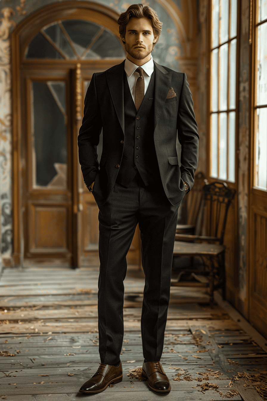 Black Wool Cocktail Party Suit — Custom Made to Measure