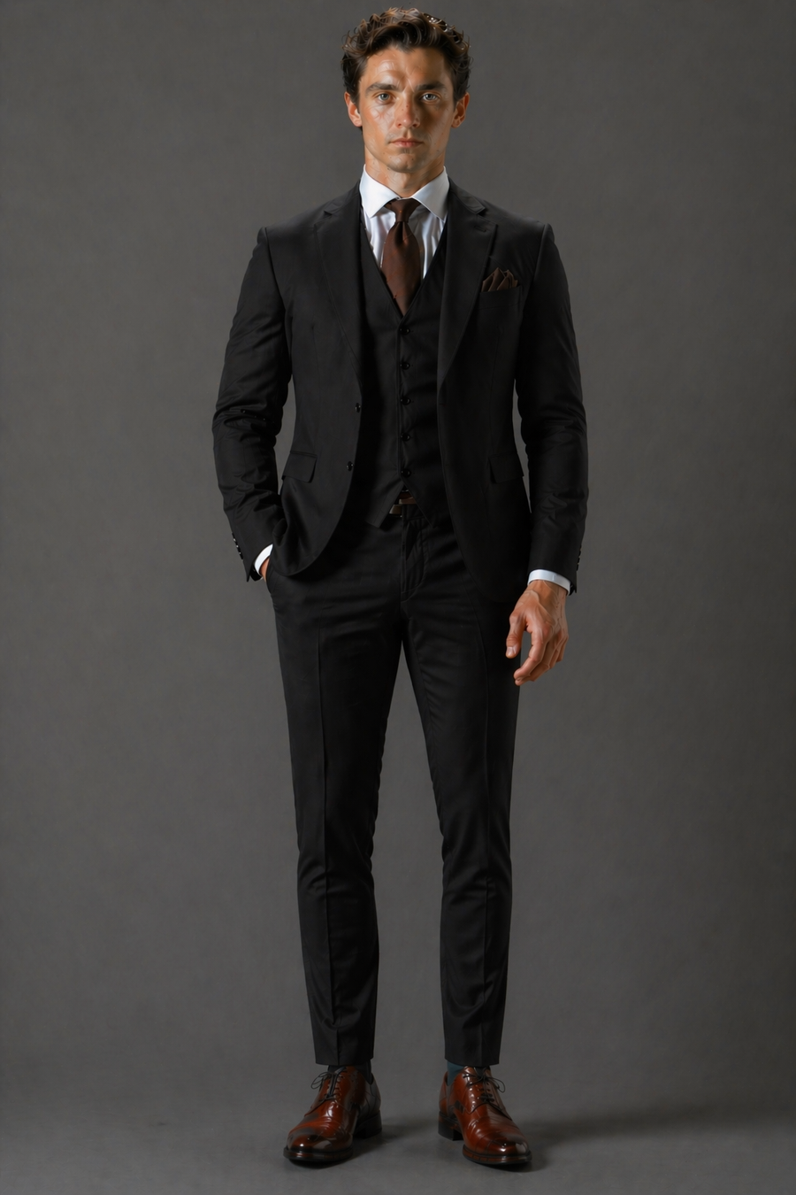 Black Wool Father of the Bride Suit — Custom Made to Measure