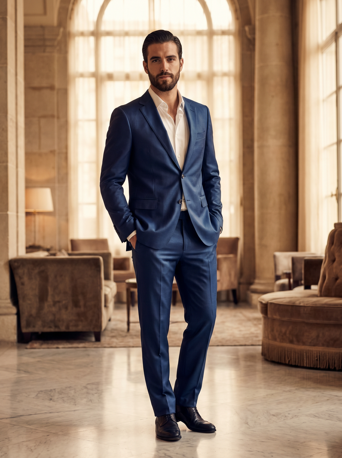 Blue Silk Blend Suit — Custom Made to Measure