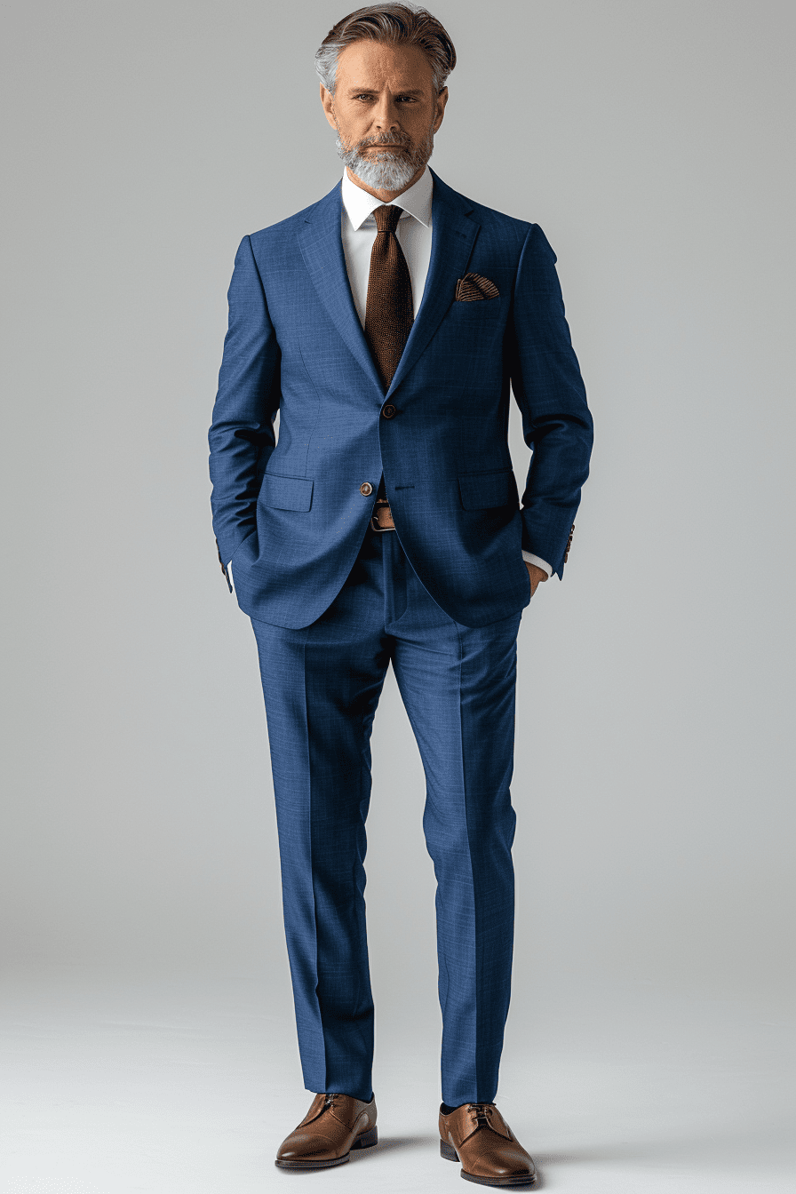 Blue Silk Blend Father of the Bride Suit — Custom Made to Measure