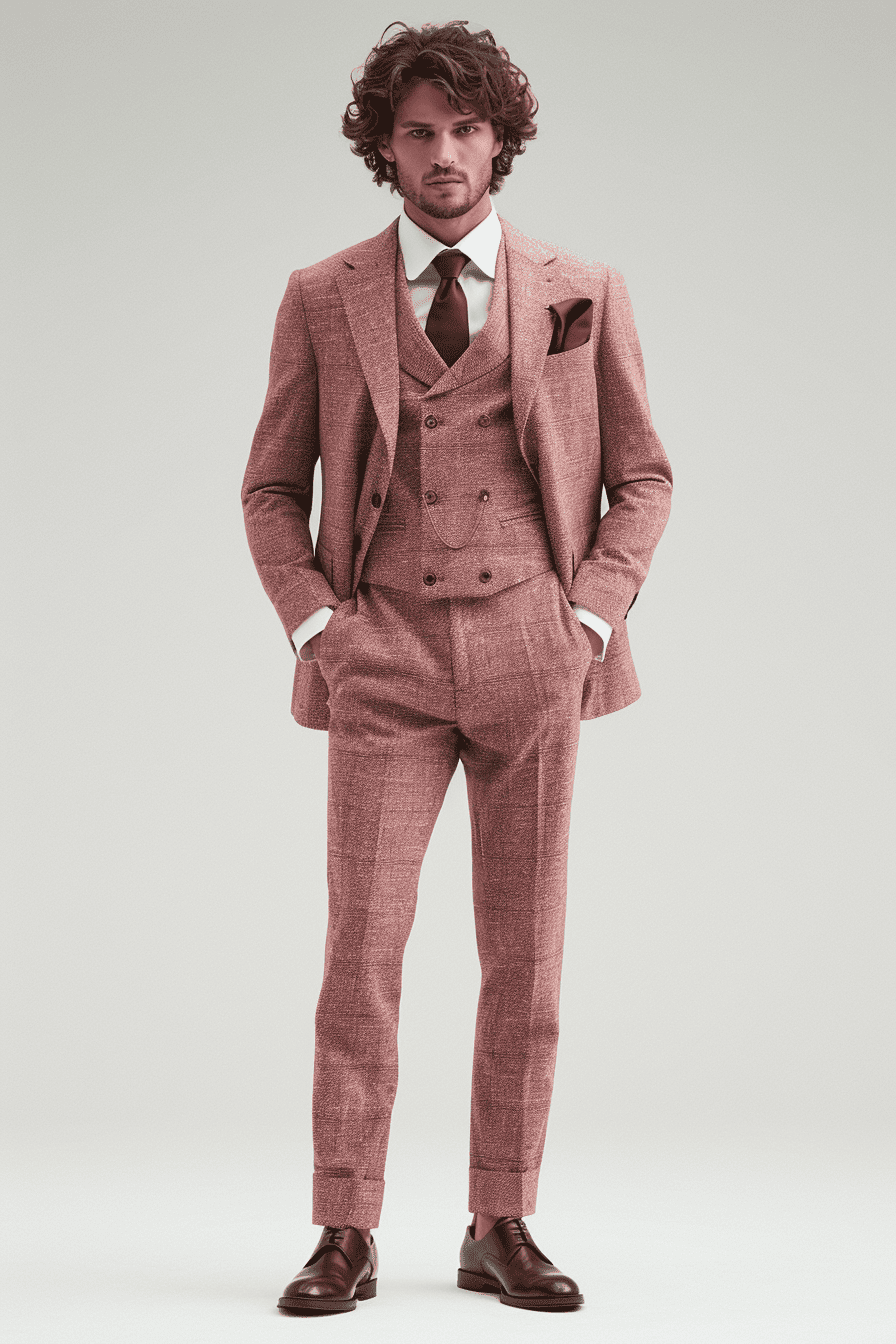 Blush Pink Wool Cocktail Party Suit — Custom Made to Measure