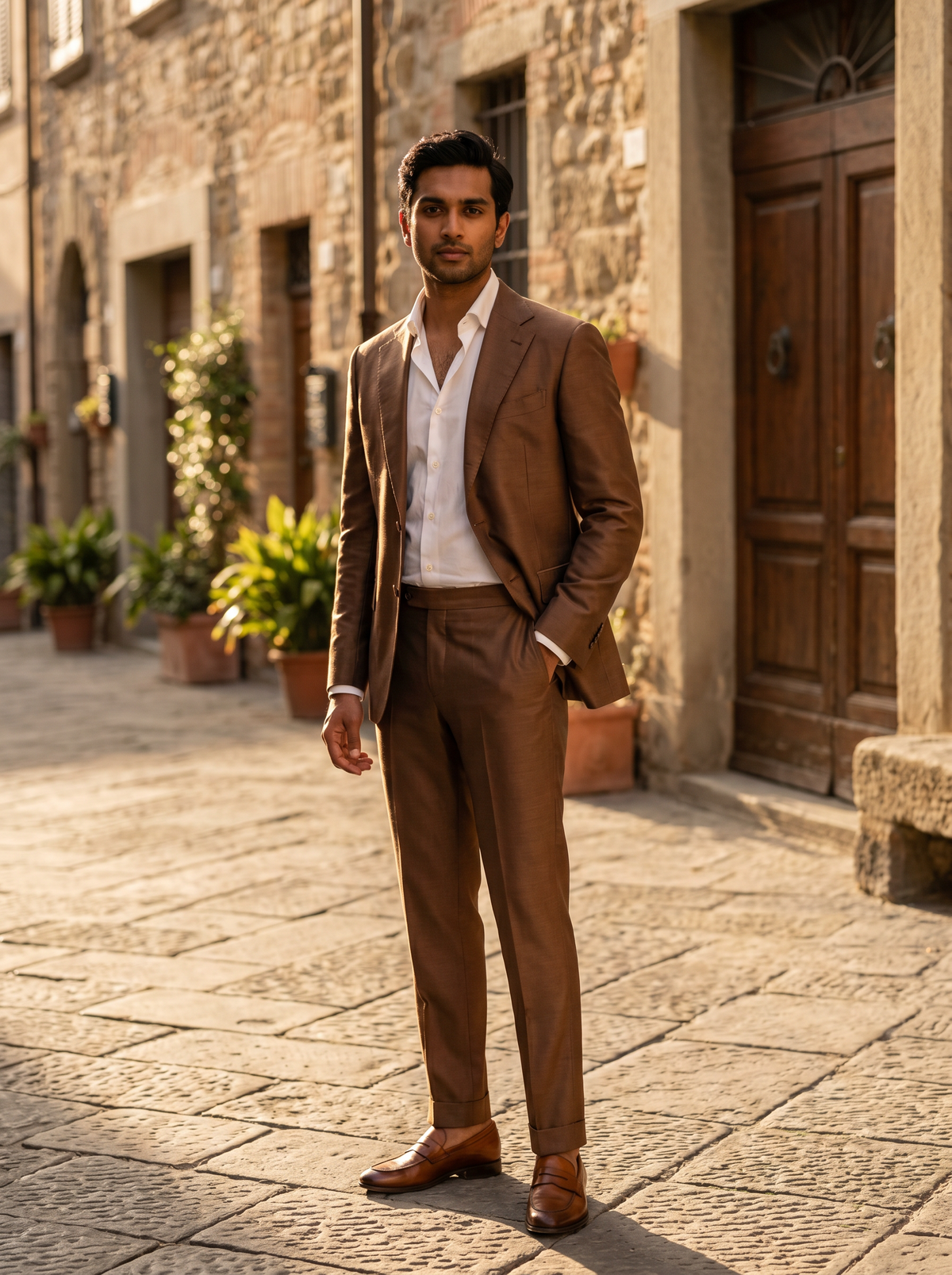 Brown Silk Blend Suit — Custom Made to Measure