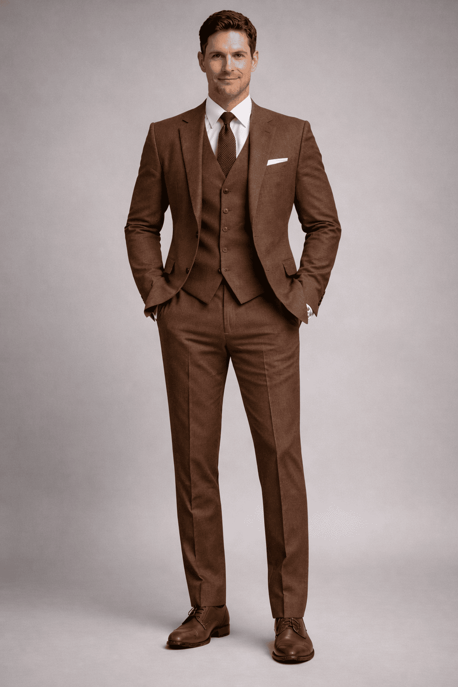 Brown Linen Father of the Bride Suit — Custom Made to Measure