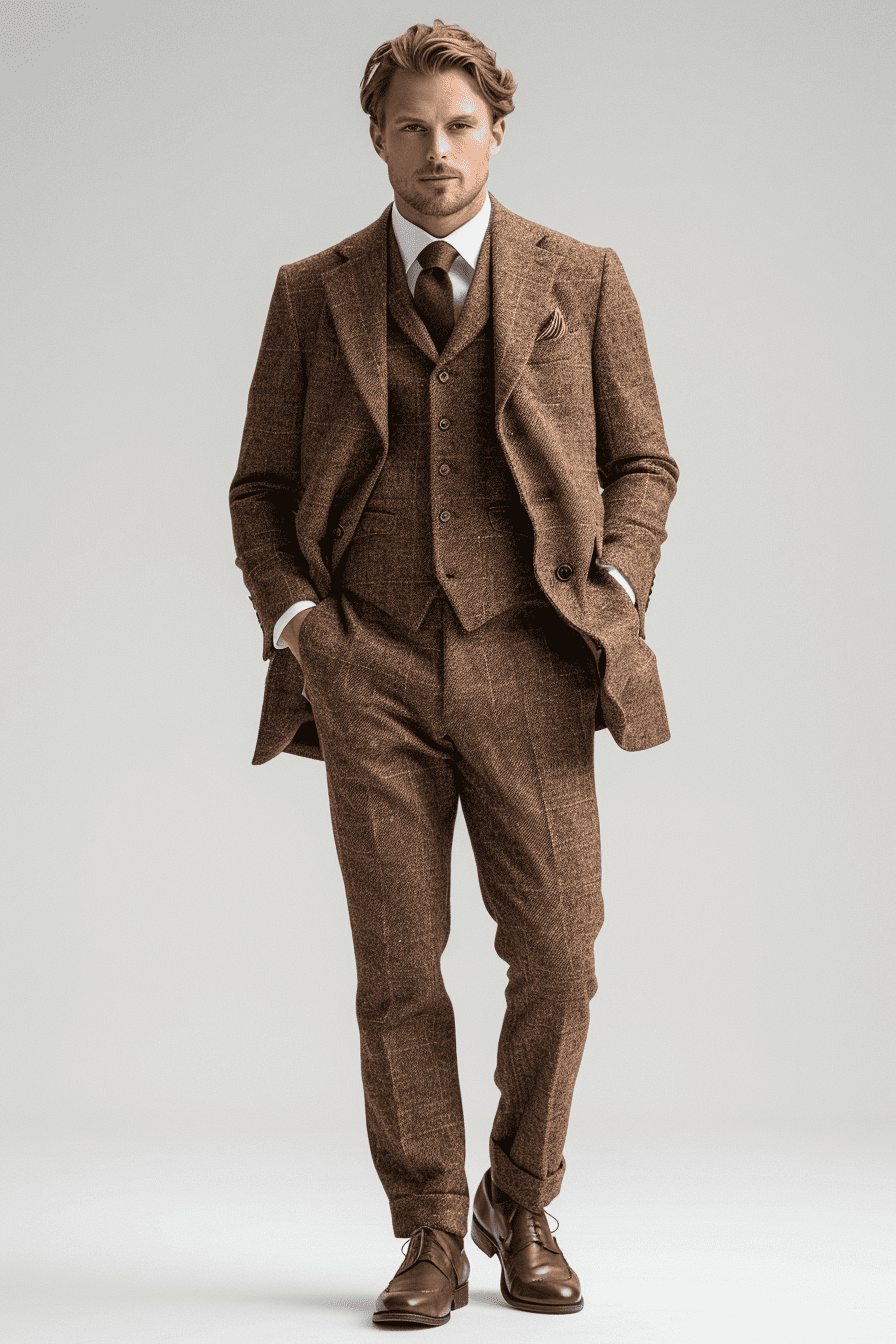 Brown Linen Graduation Suit — Custom Made to Measure