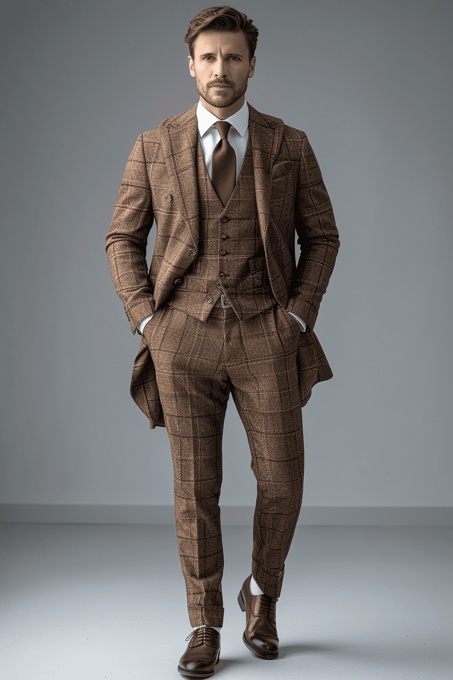 Brown Wool Graduation Suit — Custom Made to Measure