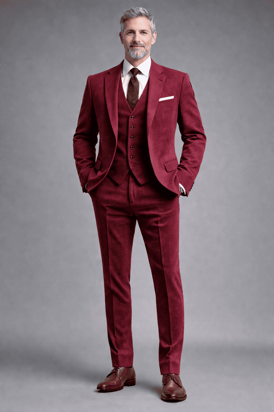 Burgundy Linen Father of the Bride Suit — Custom Made to Measure