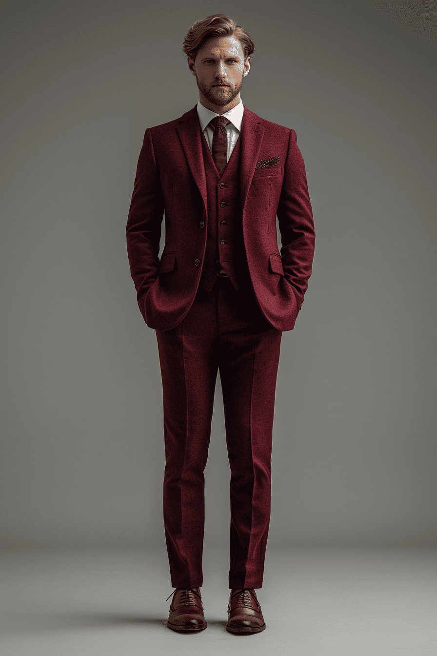Burgundy Wool Graduation Suit — Custom Made to Measure