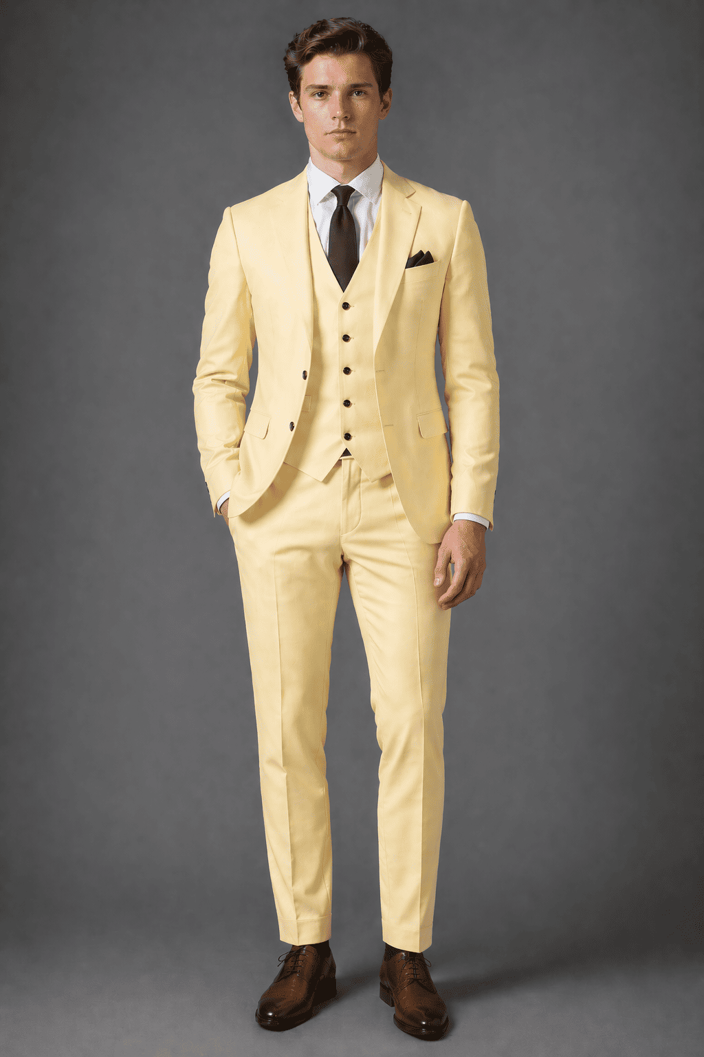Butter Yellow Cotton Slim Fit Suit — Custom Made to Measure