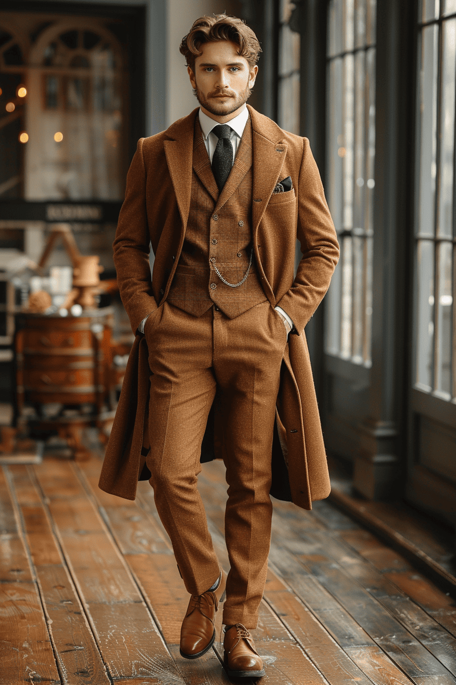 Caramel Cotton Graduation Suit — Custom Made to Measure