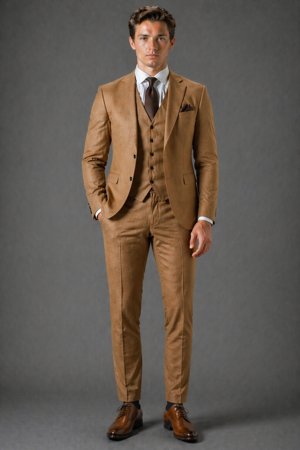 Caramel Linen Father of the Bride Suit — Custom Made