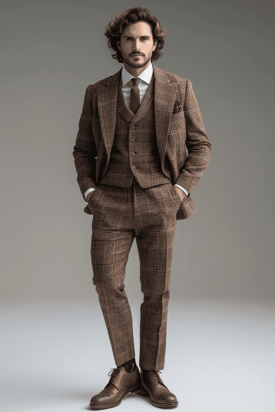 Caramel Tweed Suit — Custom Made to Measure