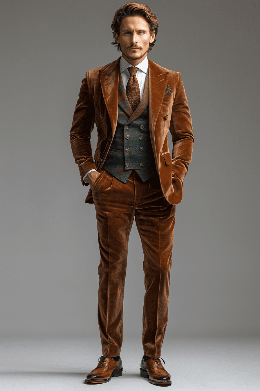 Champagne Velvet Graduation Suit — Custom Made to Measure