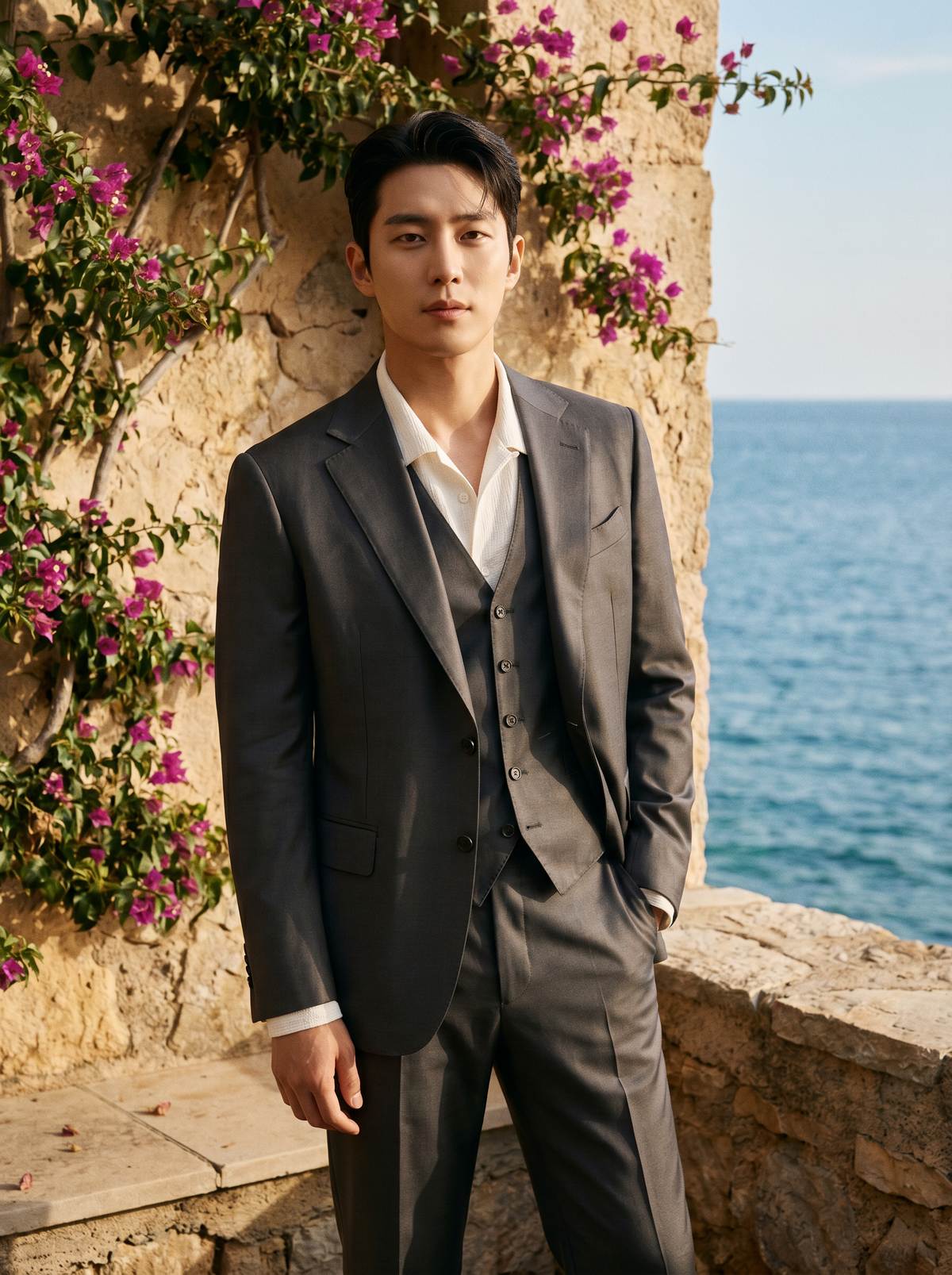 Charcoal Gray Silk Blend 3-Piece Suit — Custom Made to Measure