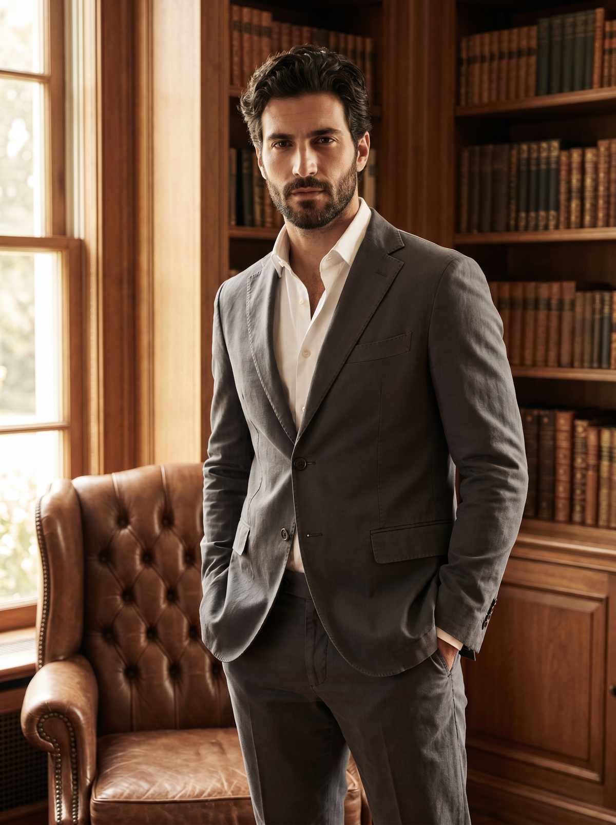 Charcoal Grey Cotton Groomsmen Suit — Custom Made to Measure