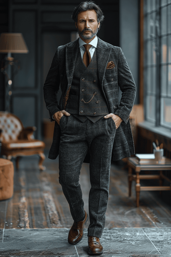 Charcoal Gray Velvet Cocktail Party Suit — Custom Made to Measure