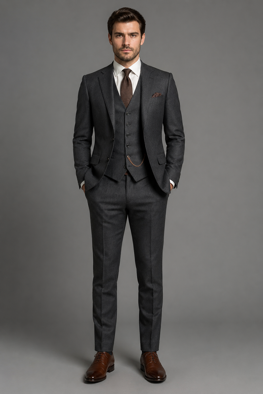 Charcoal Grey Wool Father of the Bride Suit — Custom Made to Measure