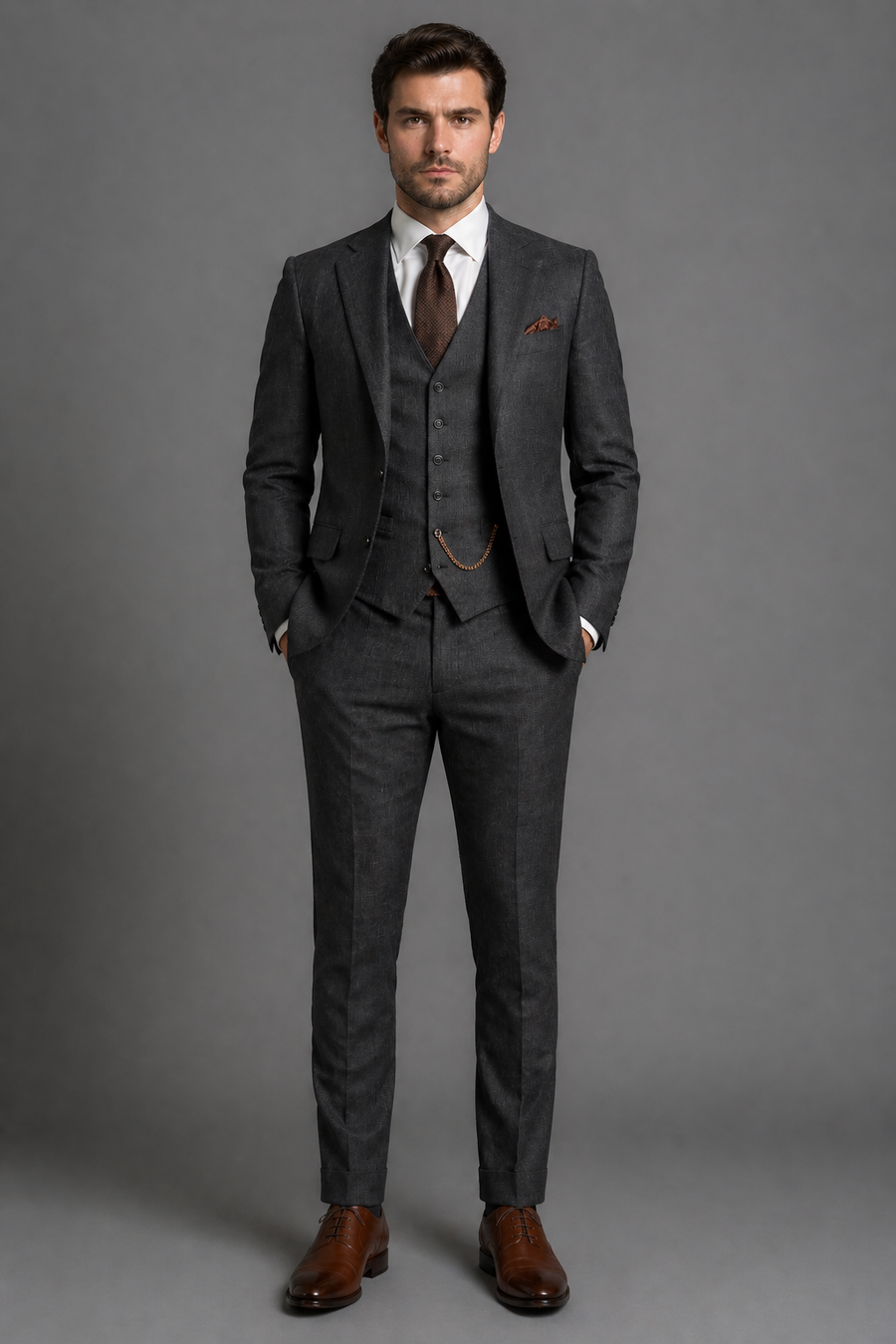Charcoal Linen Slim Fit Suit — Custom Made to Measure