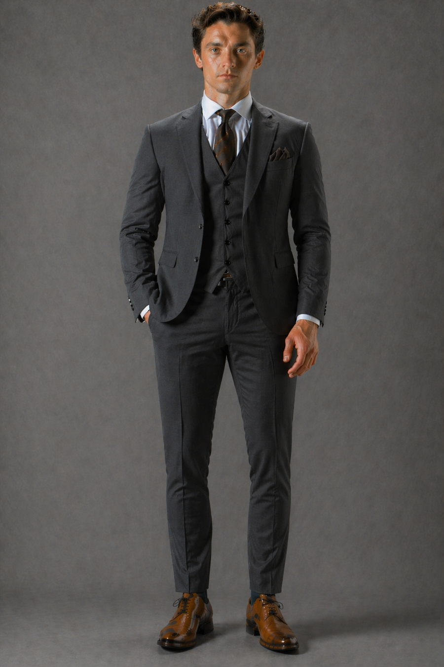 Charcoal Wool Father of the Bride Suit — Custom Made to Measure