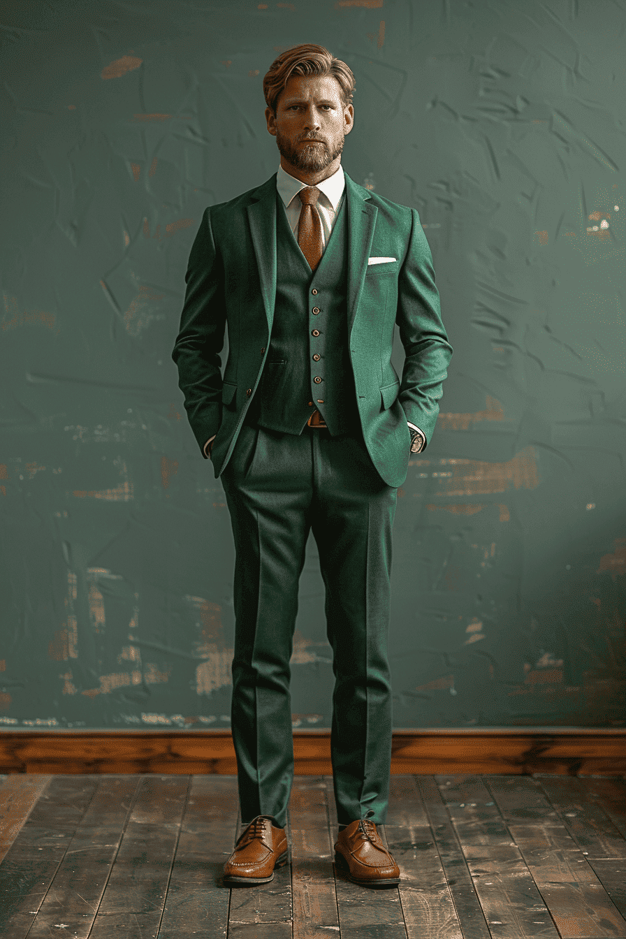 Sage Beige Wool Cocktail Party Suit — Custom Made to Measure